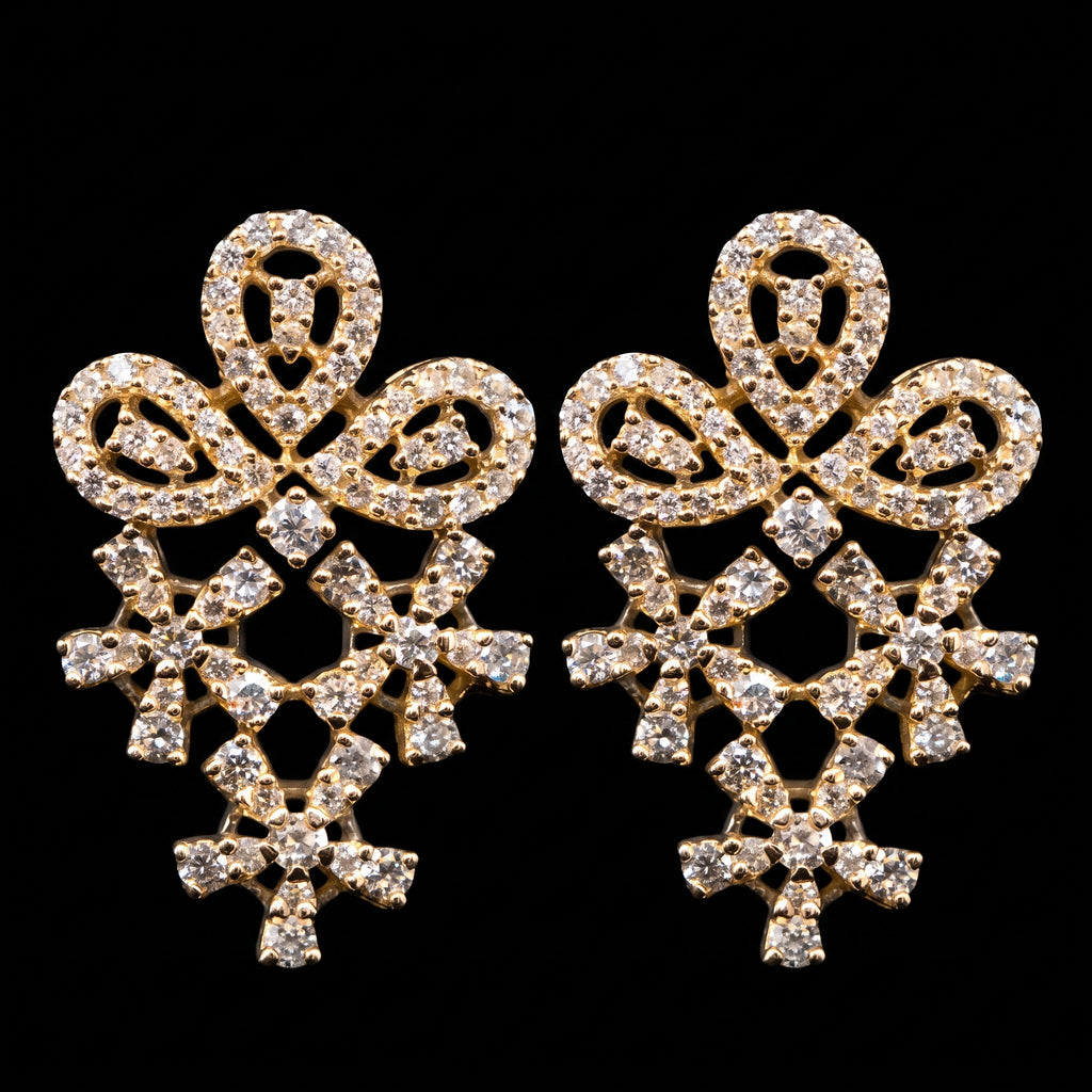 VNCE37860 lab grown diamond earrings on black background