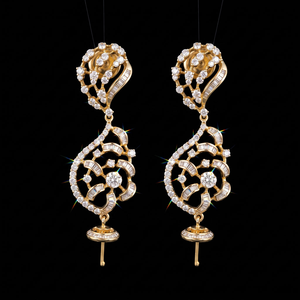 VNCE37899 lab grown diamond earrings on black background