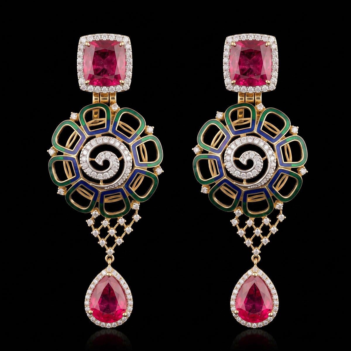 VNCE40198 lab grown diamond earrings on black background