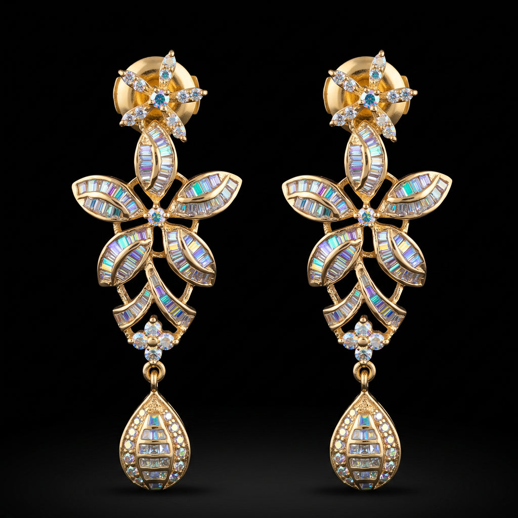 VNCE47801 lab grown diamond earrings on black background