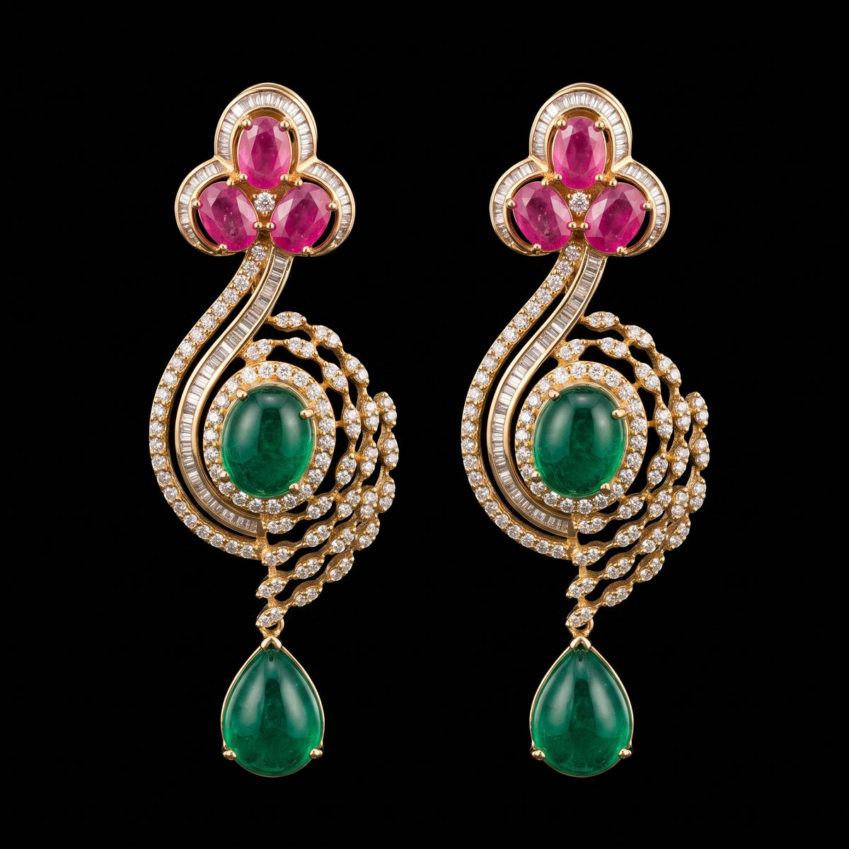VNCE48047 lab grown diamond earrings on black background