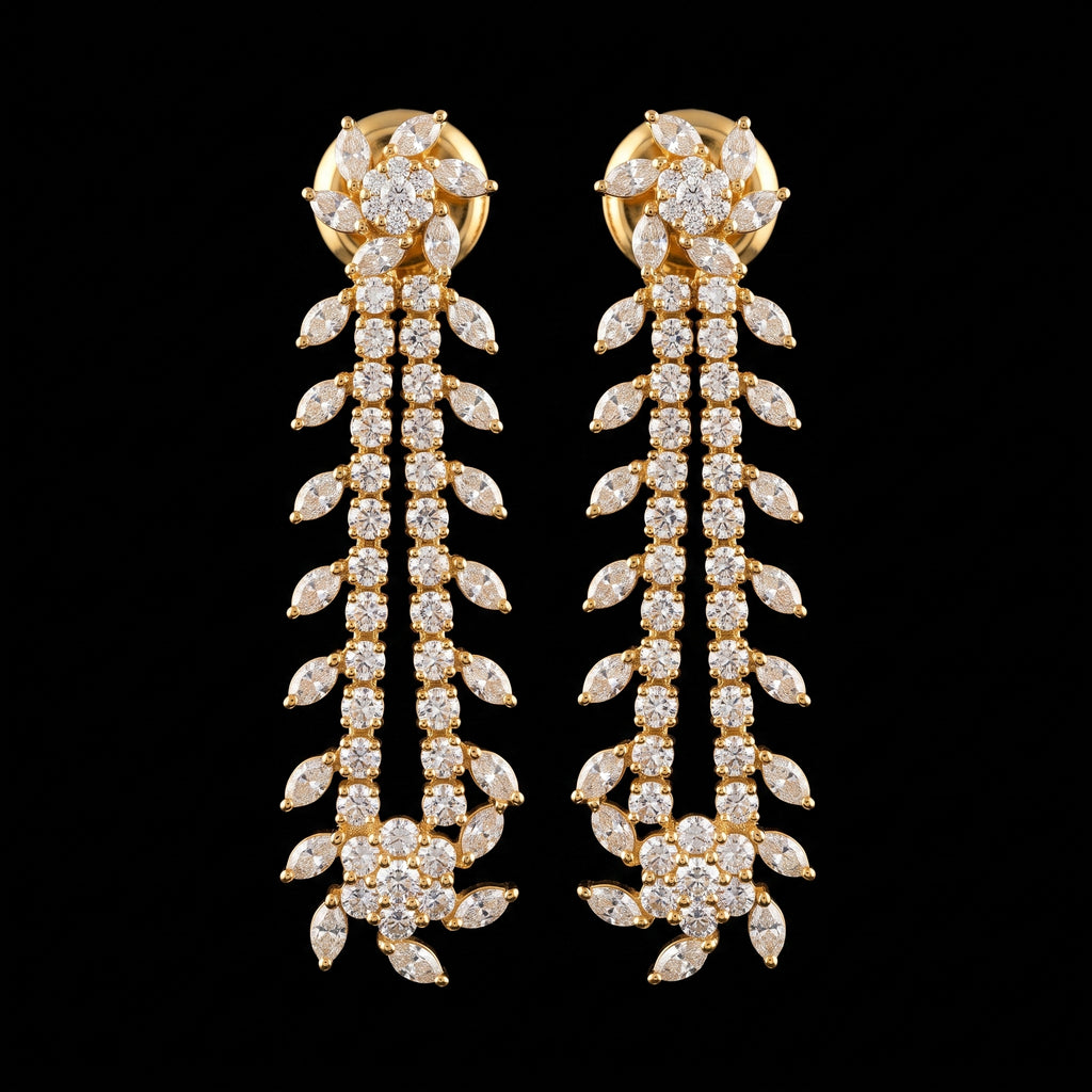 VNCE48989 lab grown diamond earrings on black background