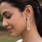 VNCE48989 lab grown diamond earrings worn by model