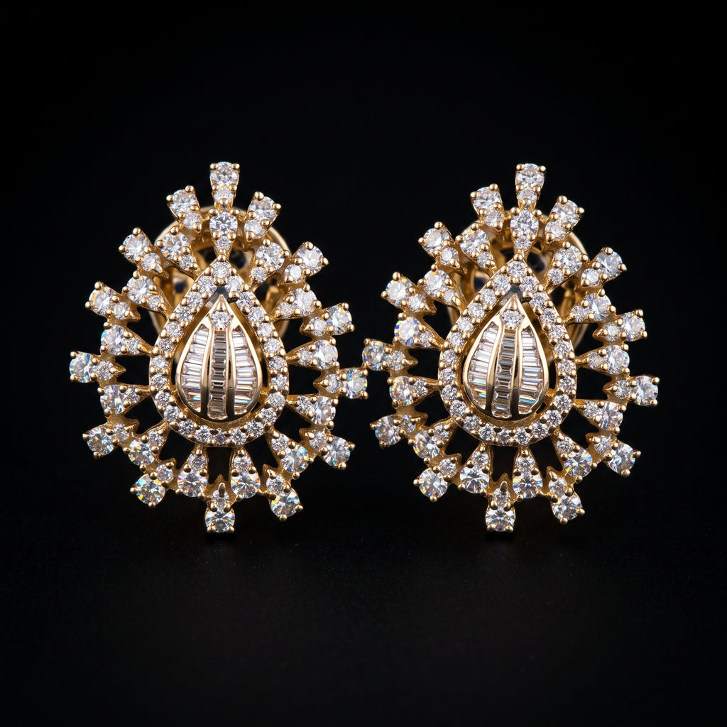 VNCE50337 lab grown diamond earrings on black background
