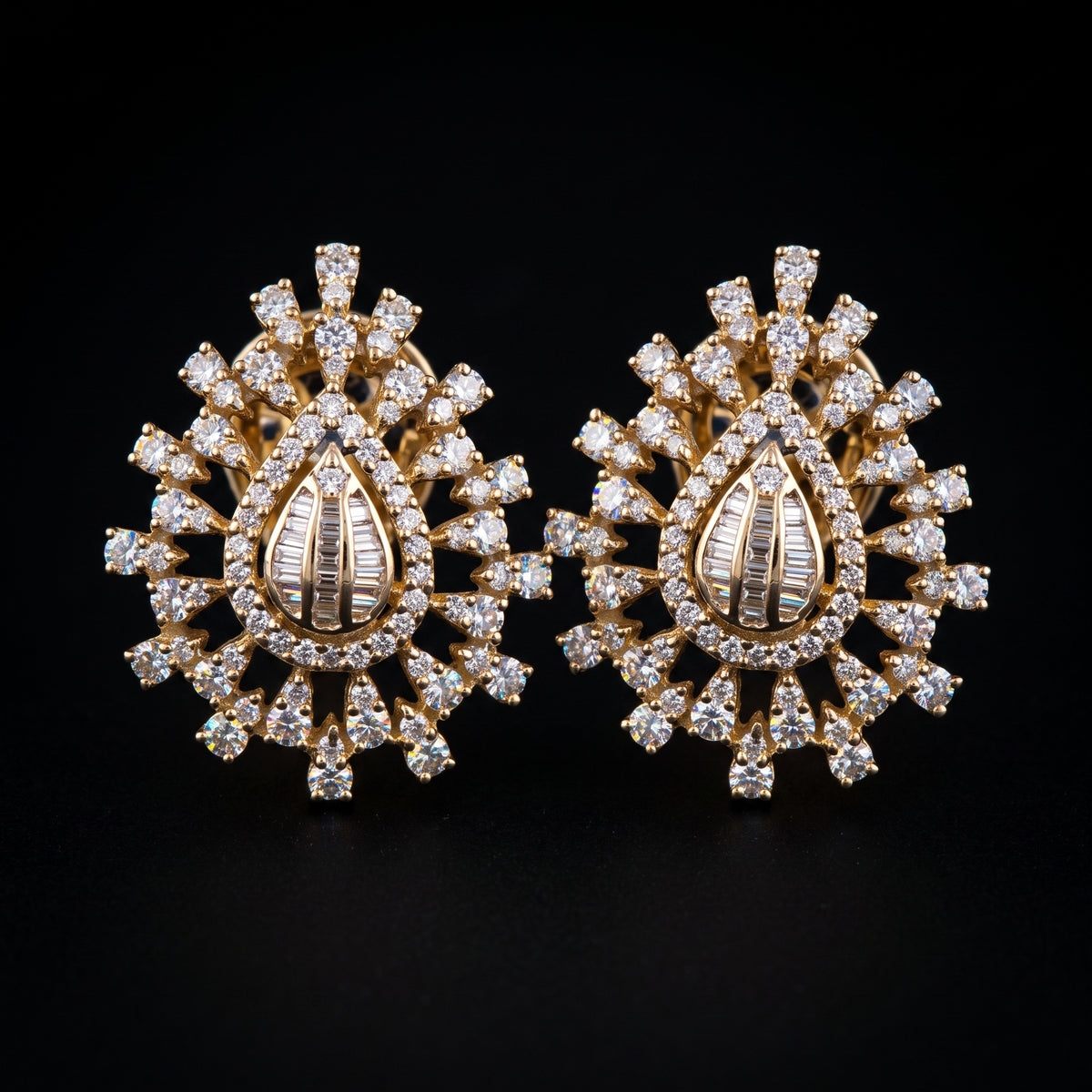 VNCE50337 lab grown diamond earrings on black background