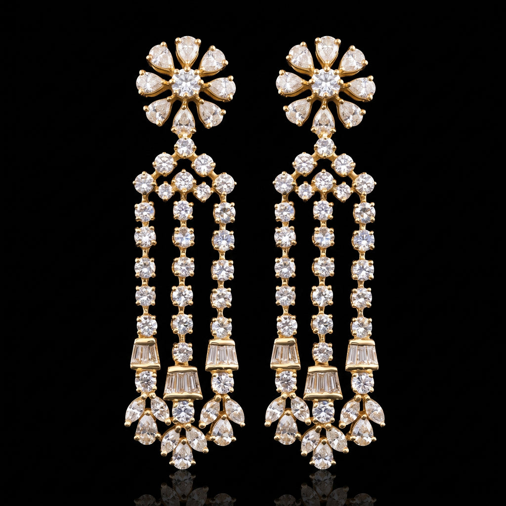 VNCE51725 lab grown diamond earrings on black background