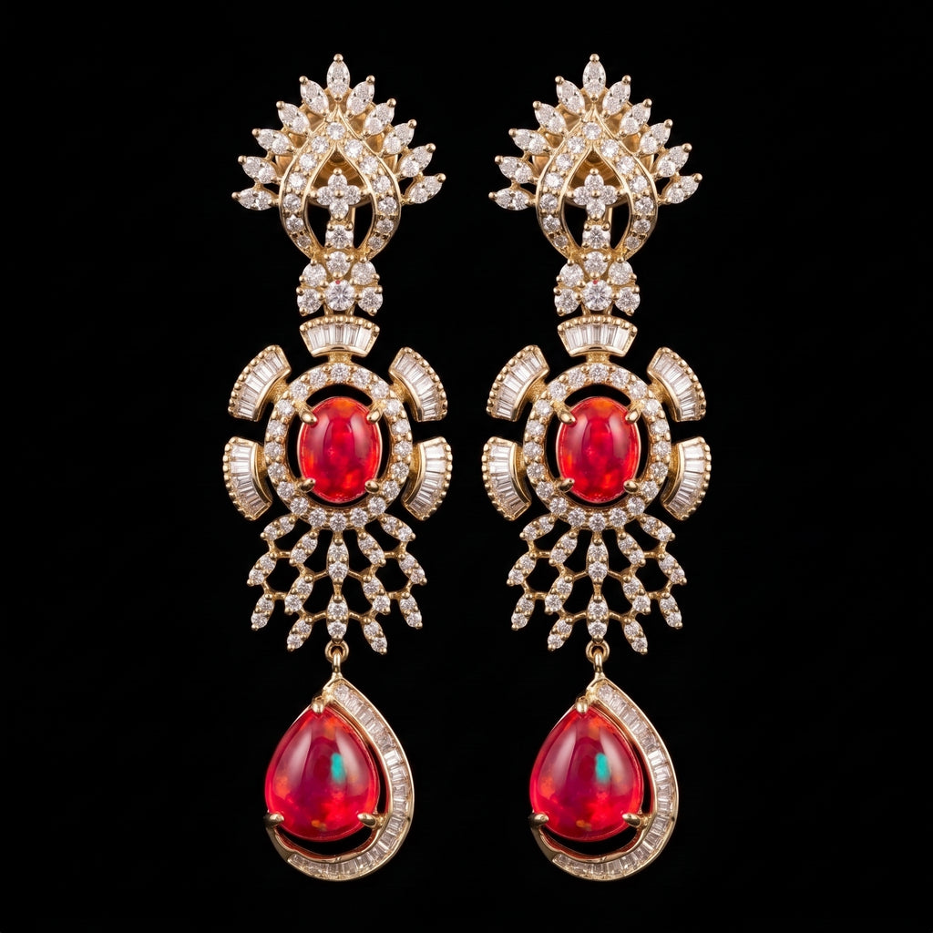 VNCE54766 lab grown diamond earrings on black background