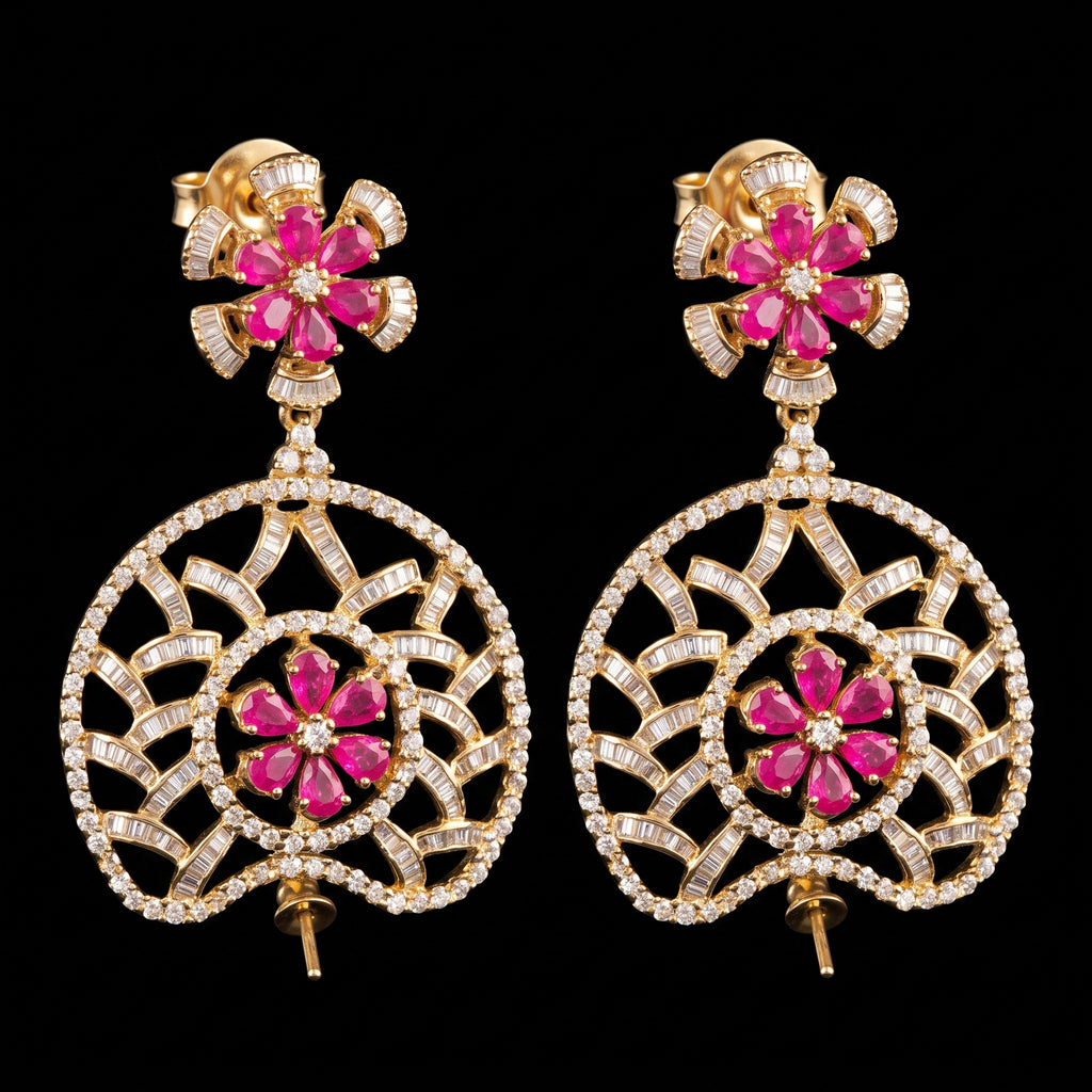 VNCE58452 lab grown diamond earrings on black background
