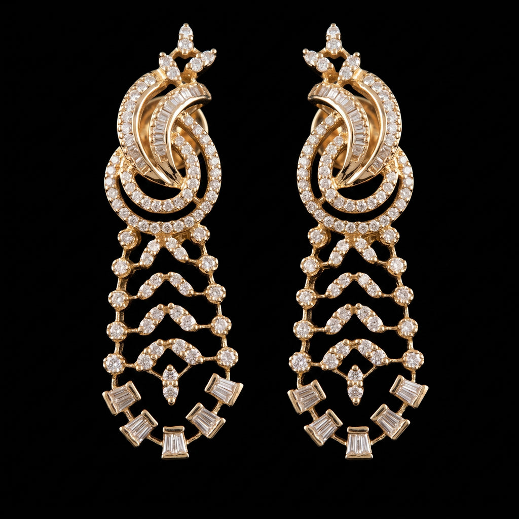 VNCE61043 lab grown diamond earrings on black background