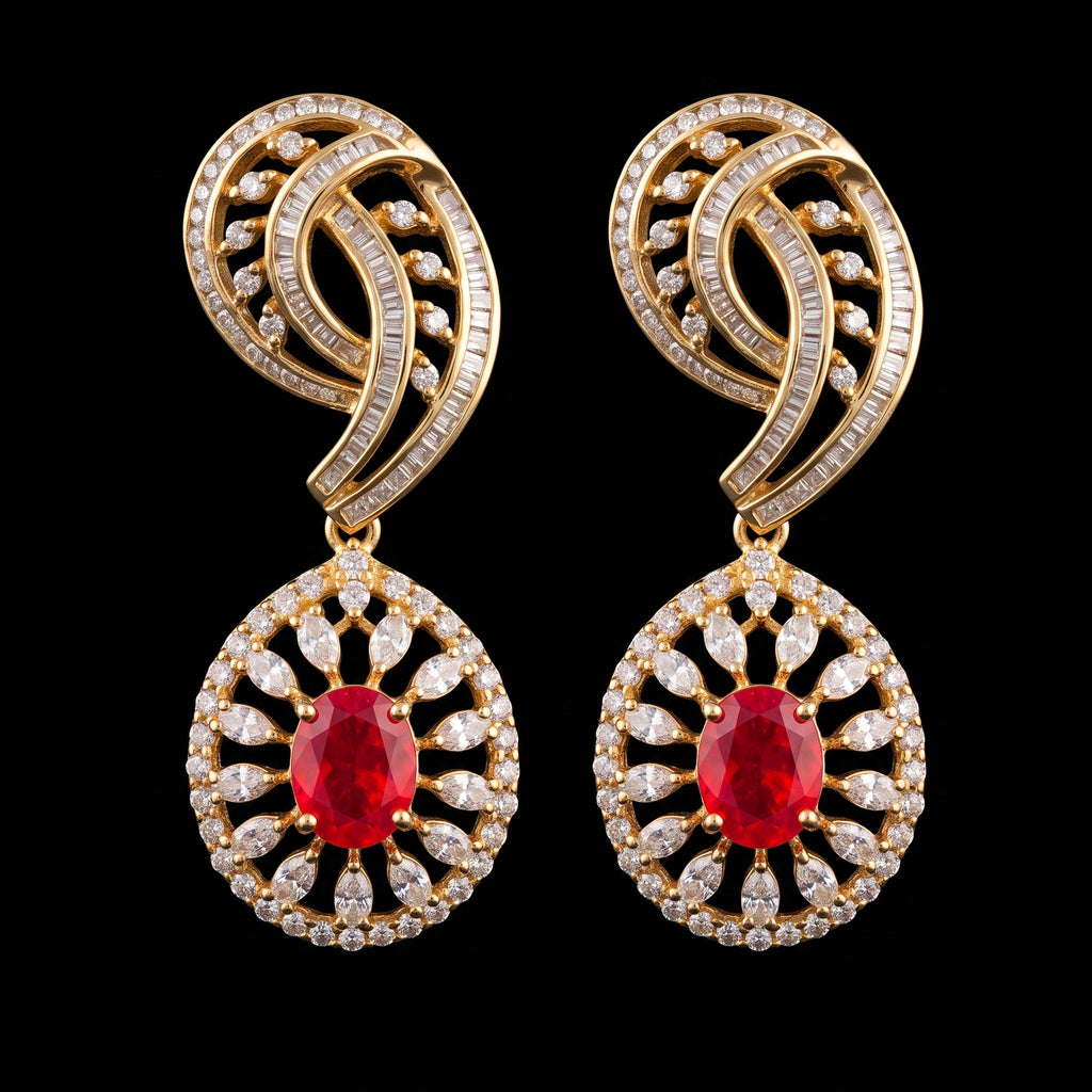 VNCE61918 lab grown diamond earrings on black background