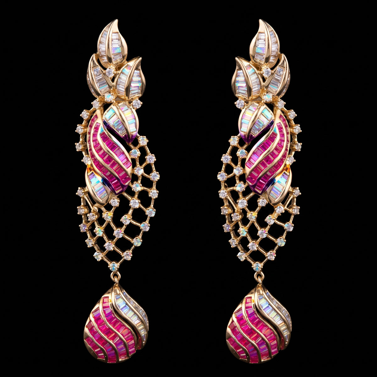 VNCE63437 lab grown diamond earrings on black background