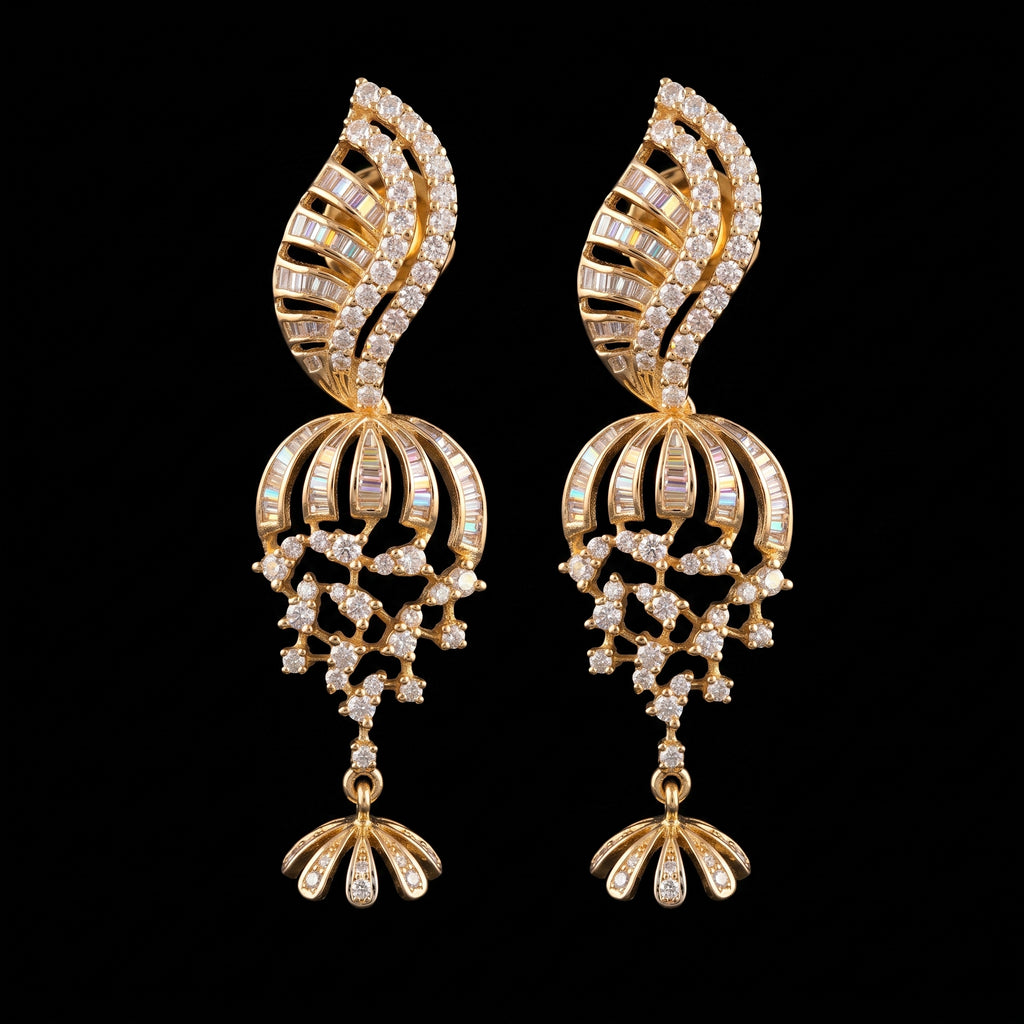 VNCE64779 lab grown diamond earrings on black background