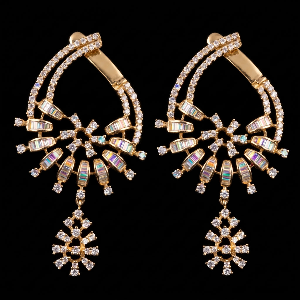 VNCE69299 lab grown diamond earrings on black background