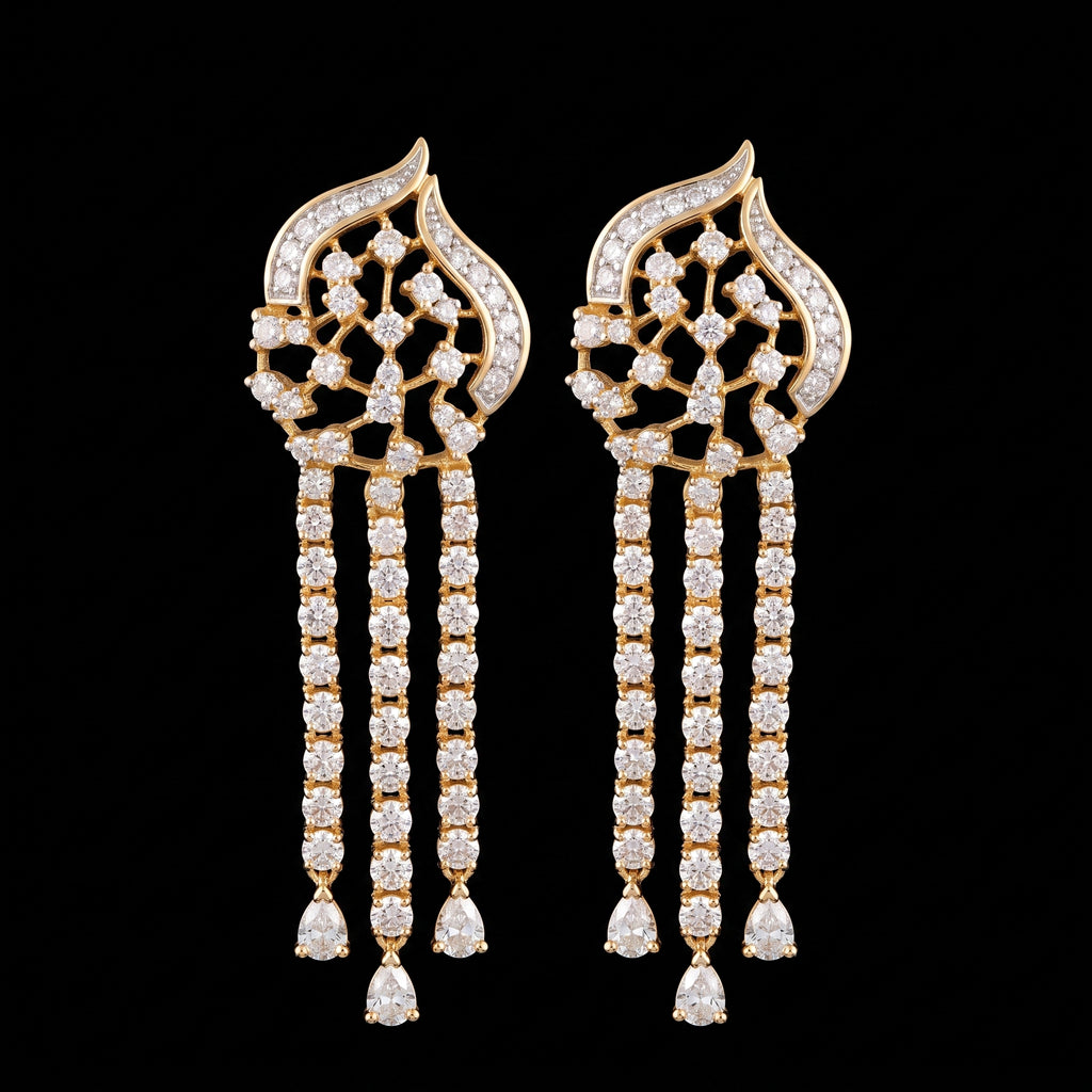 VNCE70240 lab grown diamond earrings on black background