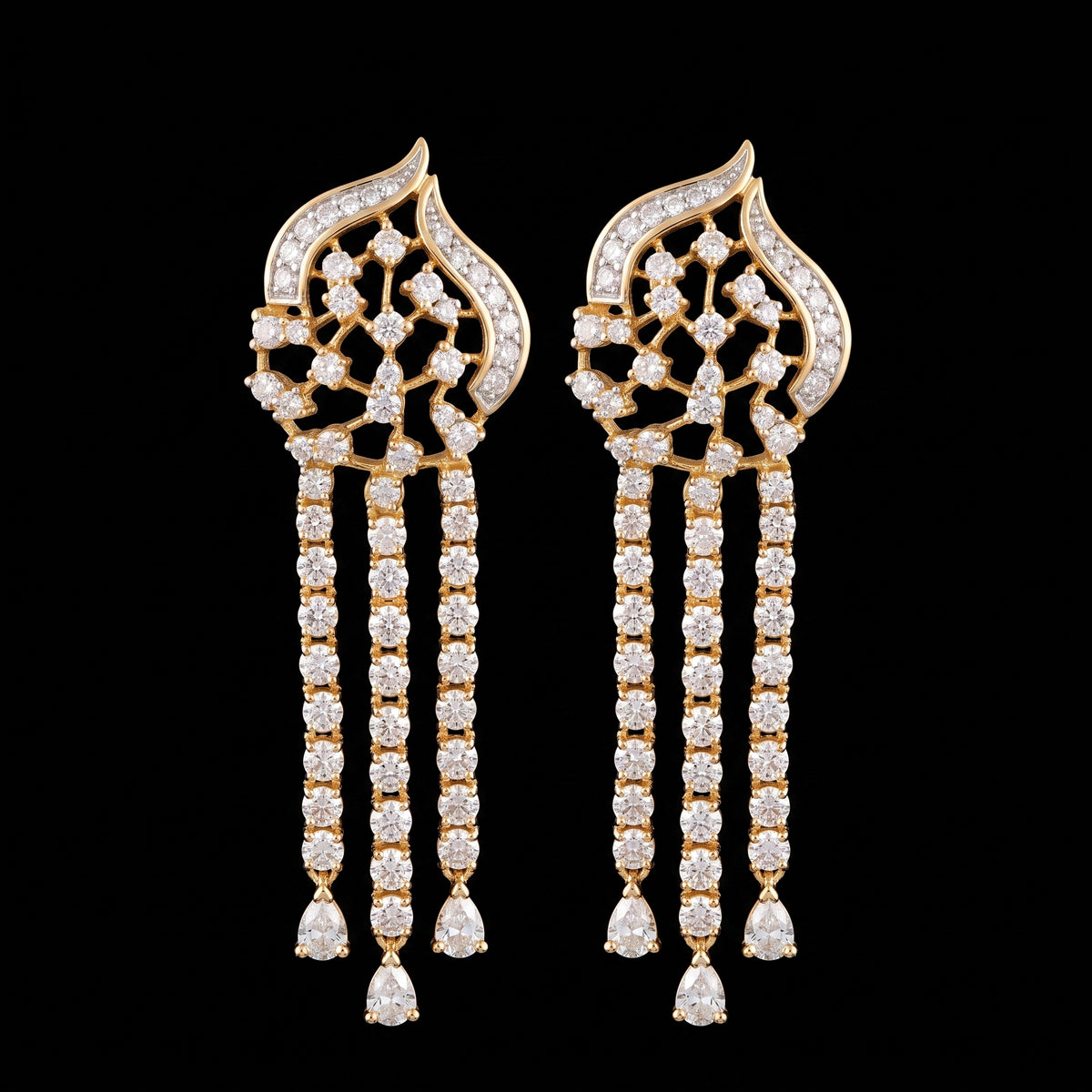 VNCE70240 lab grown diamond earrings on black background