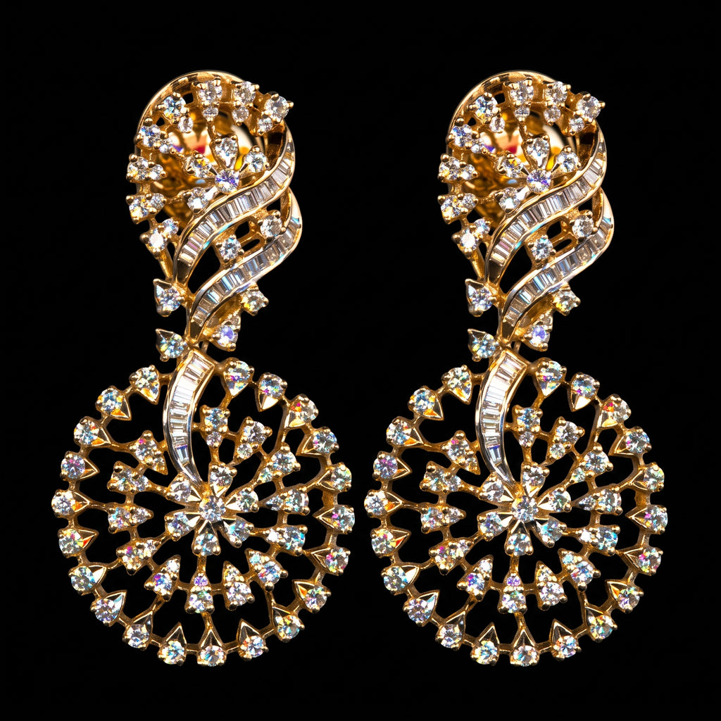 VNCE74741 lab grown diamond earrings on black background