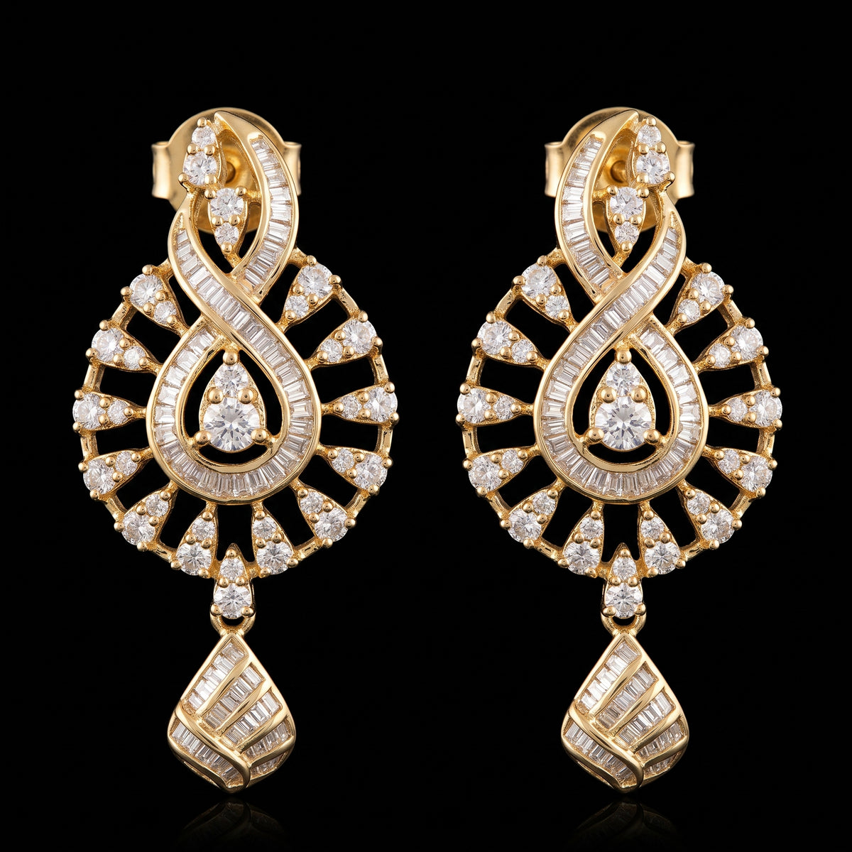 VNCE77083 lab grown diamond earrings on black background