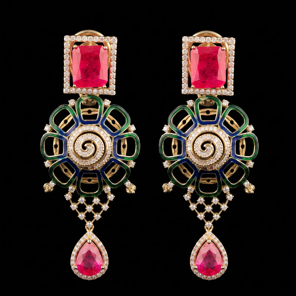 VNCE89544 lab grown diamond earrings on black background