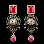VNCE89544 lab grown diamond earrings on black background