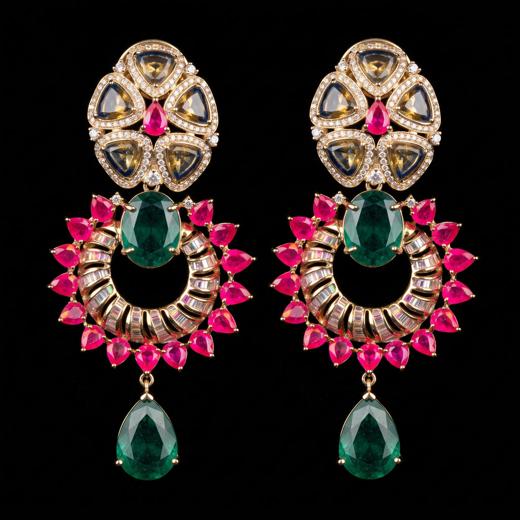 VNCE91371 lab grown diamond earrings on black background