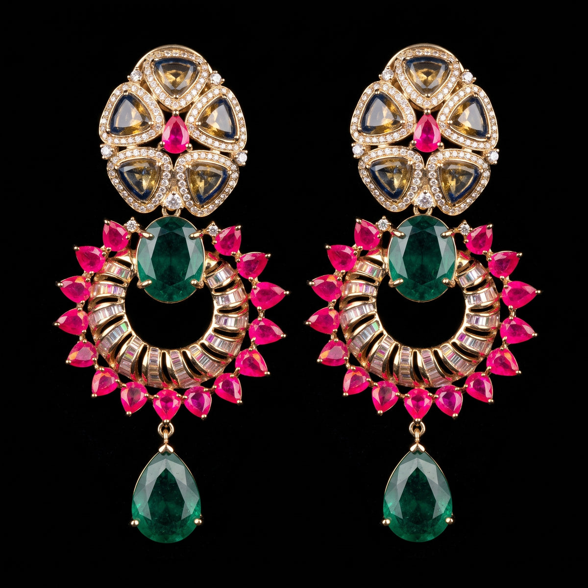 VNCE91371 lab grown diamond earrings on black background