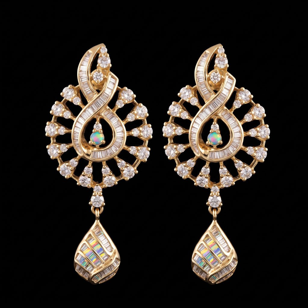 VNCE95927 lab grown diamond earrings on black background