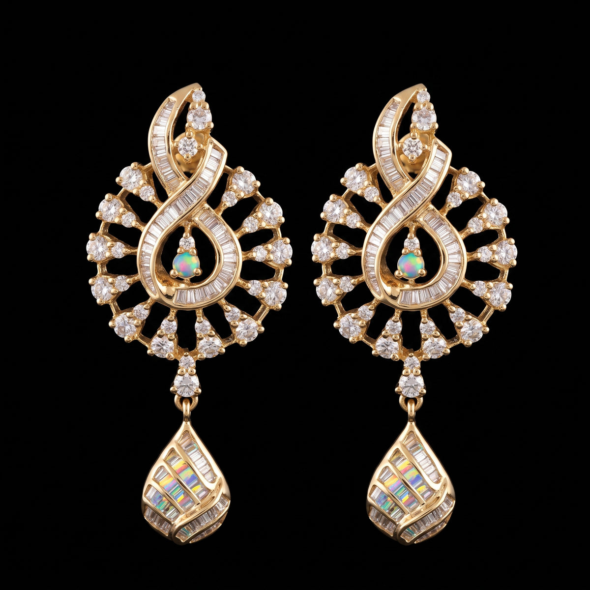 VNCE95927 lab grown diamond earrings on black background