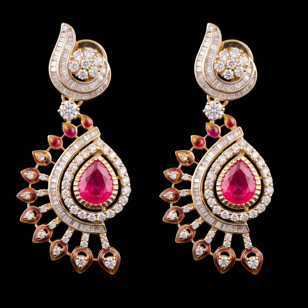 VNCE98942 lab grown diamond earrings on black background