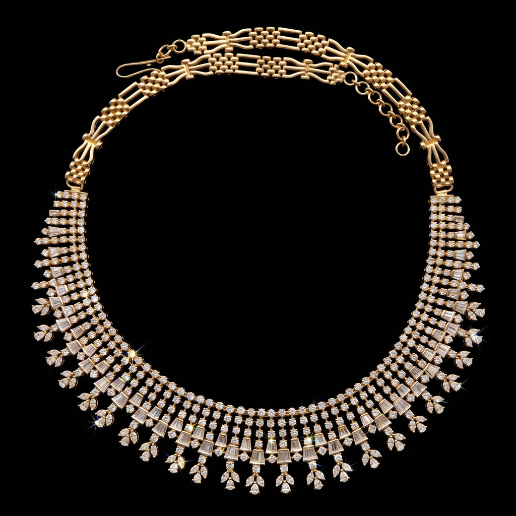 VNCK13873 lab grown diamond necklace on black background