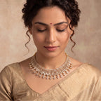 VNCK13873 lab grown diamond necklace worn by model