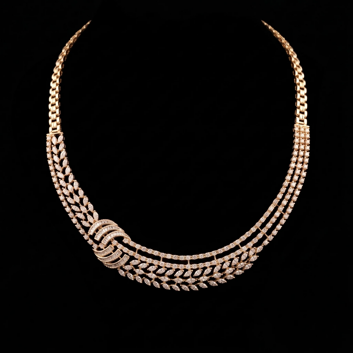 VNCK21857 lab grown diamond necklace on black background