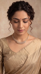 VNCK21857 lab grown diamond necklace worn by model