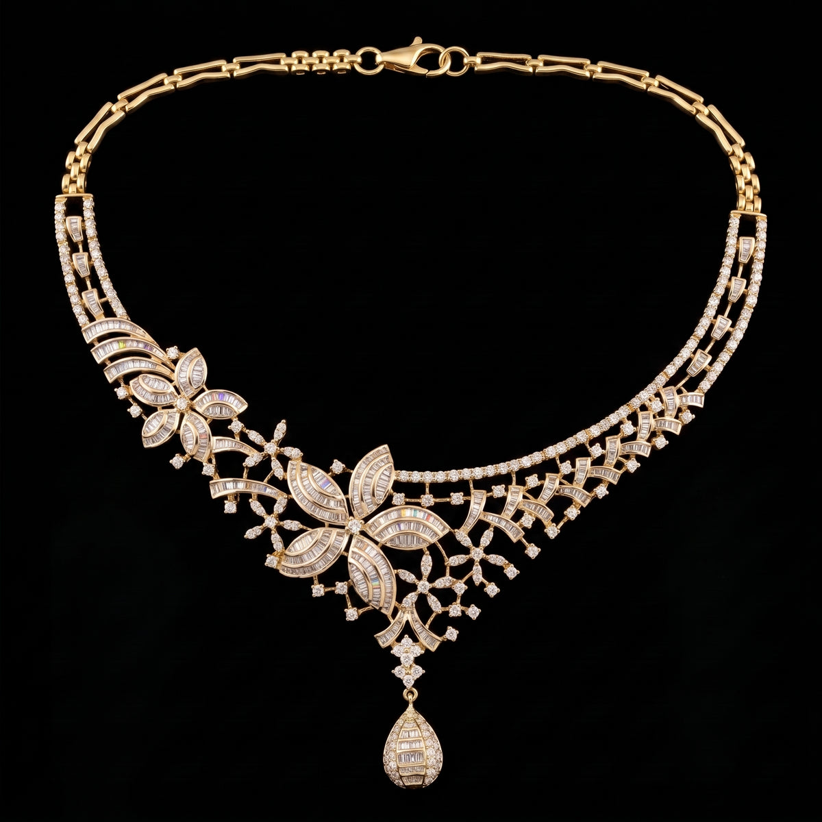 VNCK22326 lab grown diamond necklace on black background
