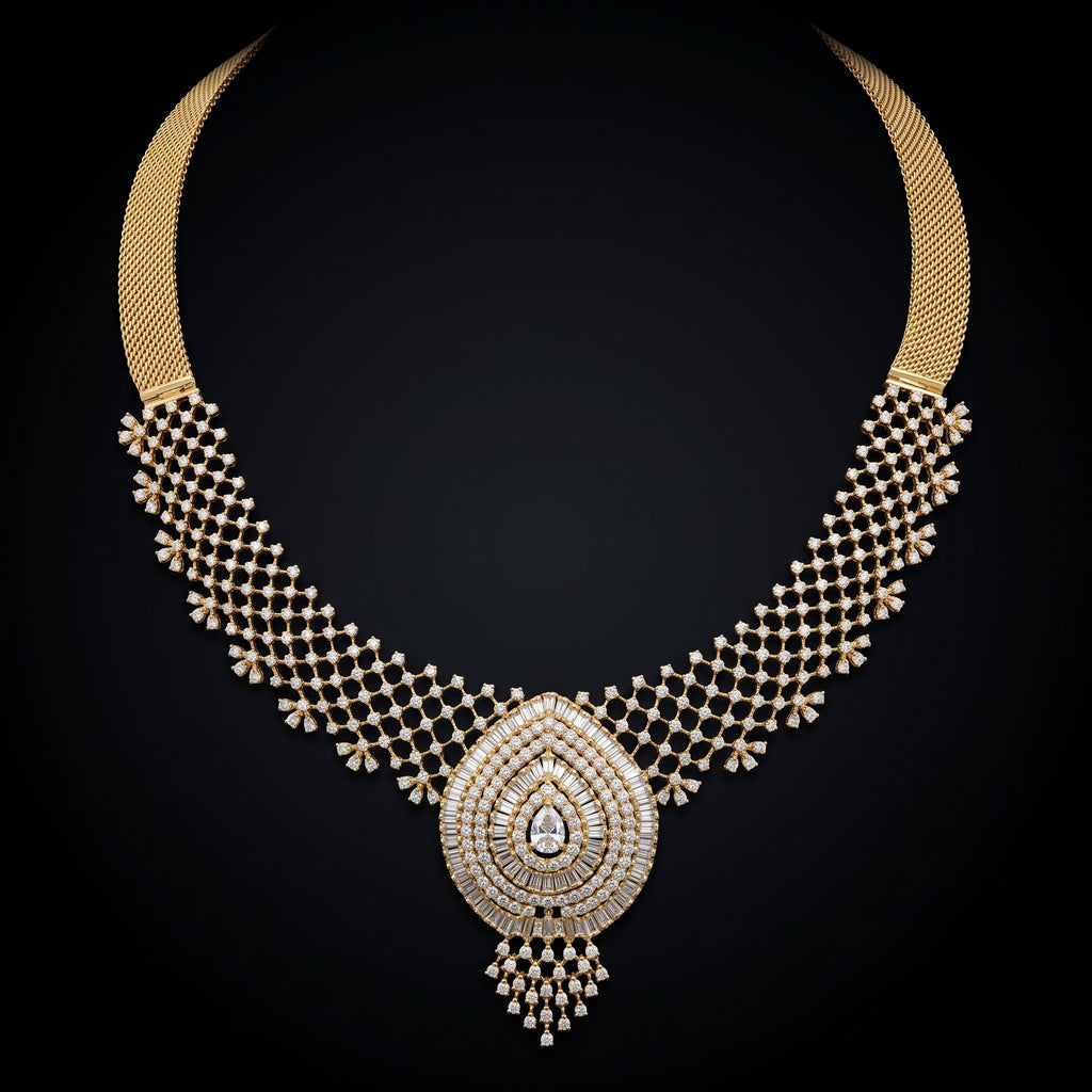 VNCK22373 lab grown diamond necklace on black background