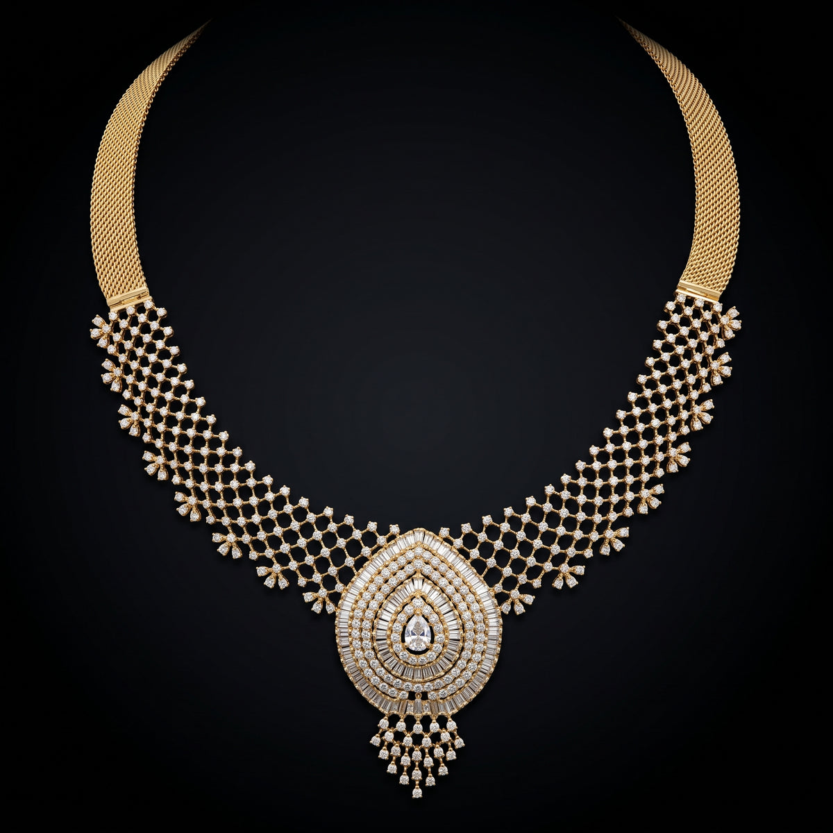 VNCK22373 lab grown diamond necklace on black background