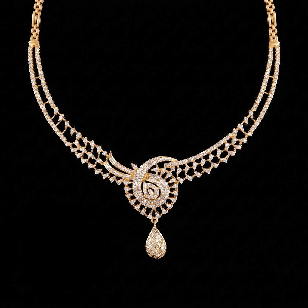 VNCK23159 lab grown diamond necklace on black background