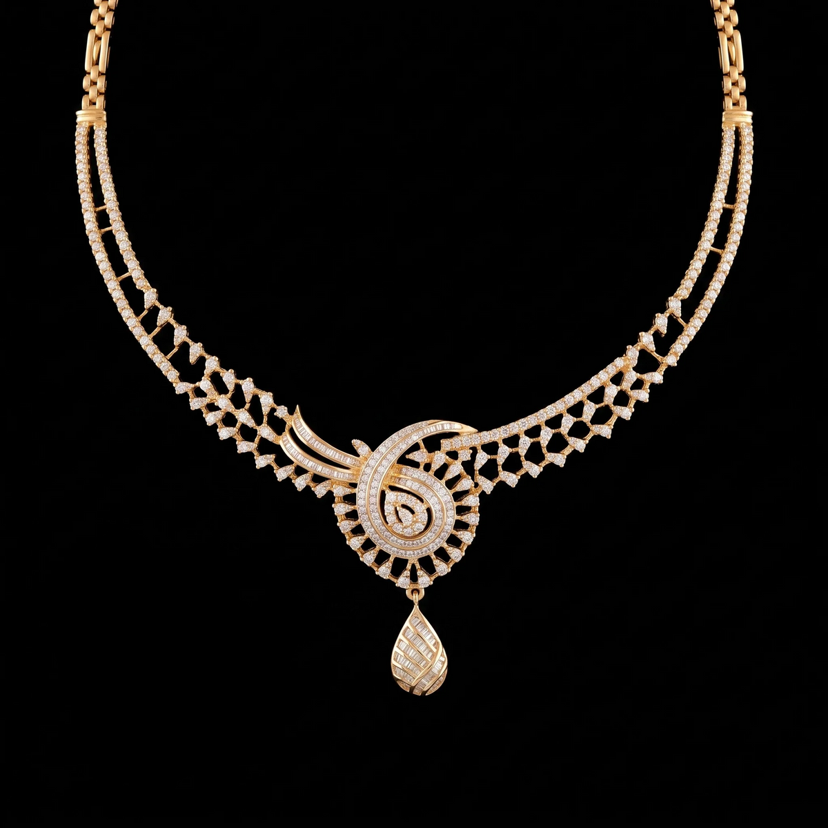VNCK23159 lab grown diamond necklace on black background
