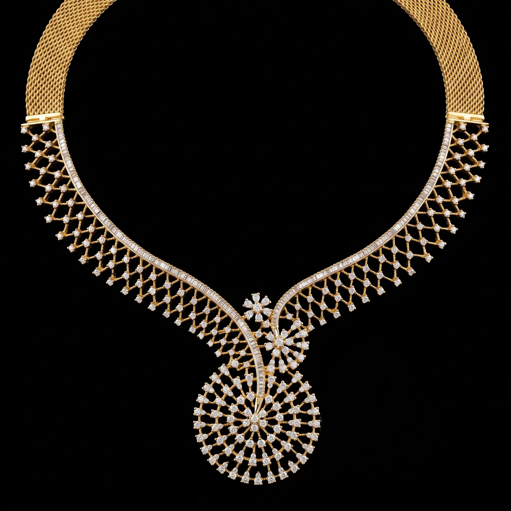 VNCK24622 lab grown diamond necklace on black background