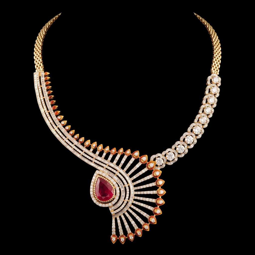 VNCK25844 lab grown diamond necklace on black background