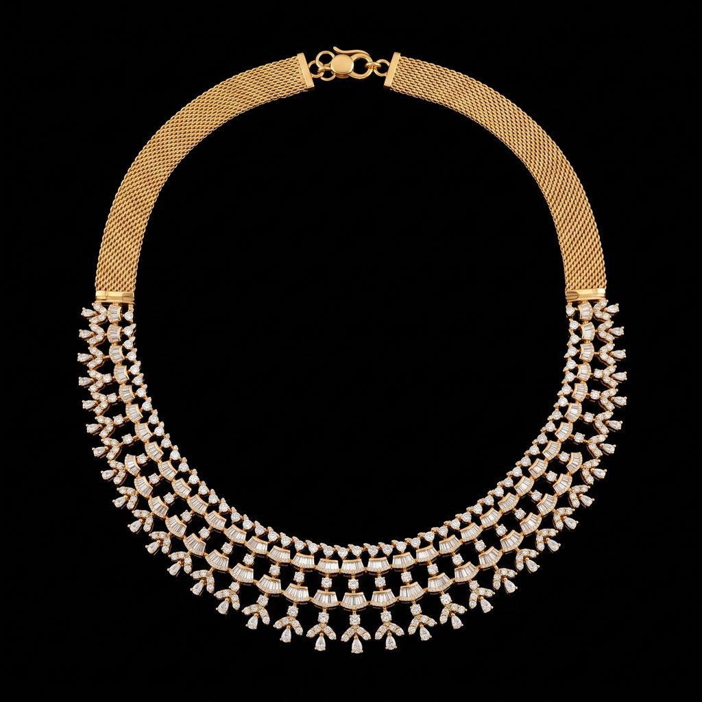 VNCK28150 lab grown diamond necklace on black background