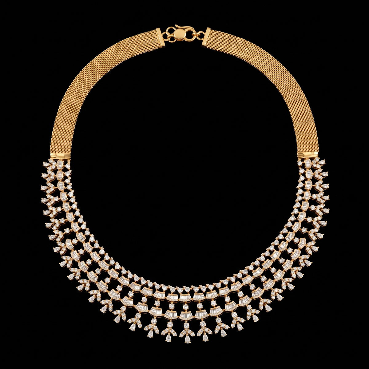 VNCK28150 lab grown diamond necklace on black background
