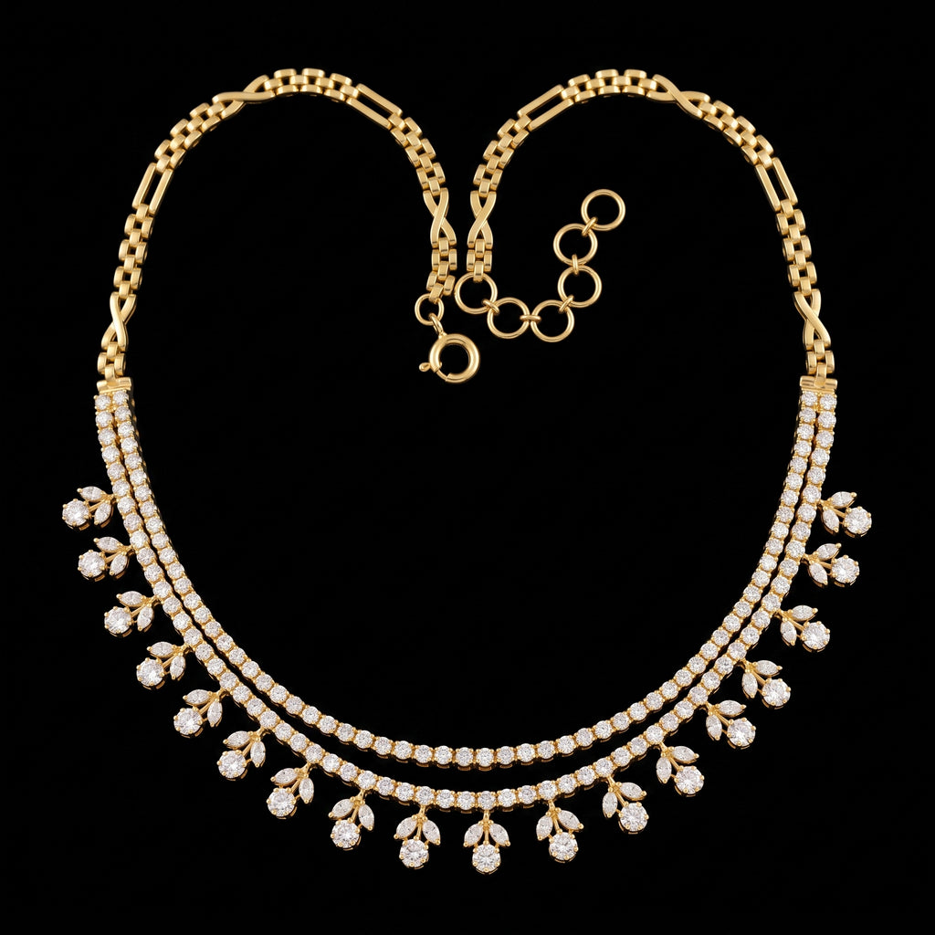 VNCK31858 lab grown diamond necklace on black background