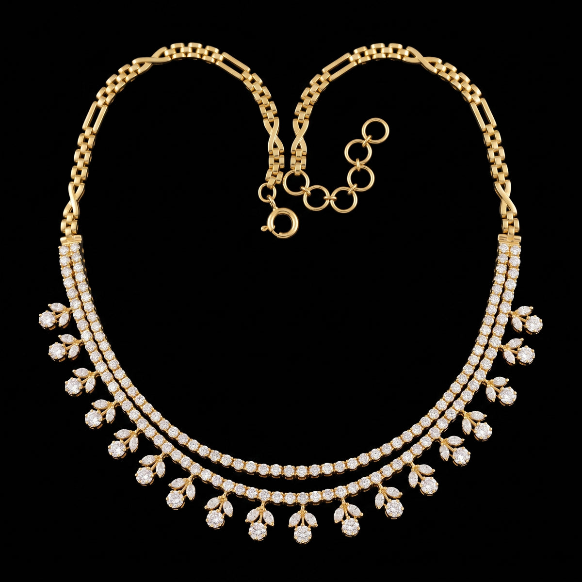 VNCK31858 lab grown diamond necklace on black background