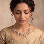 VNCK31858 lab grown diamond necklace worn by model