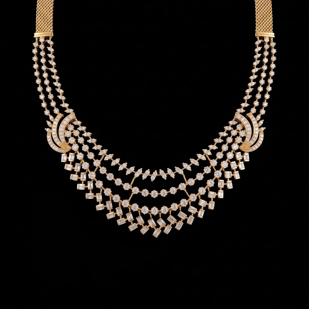 VNCK32615 lab grown diamond necklace on black background