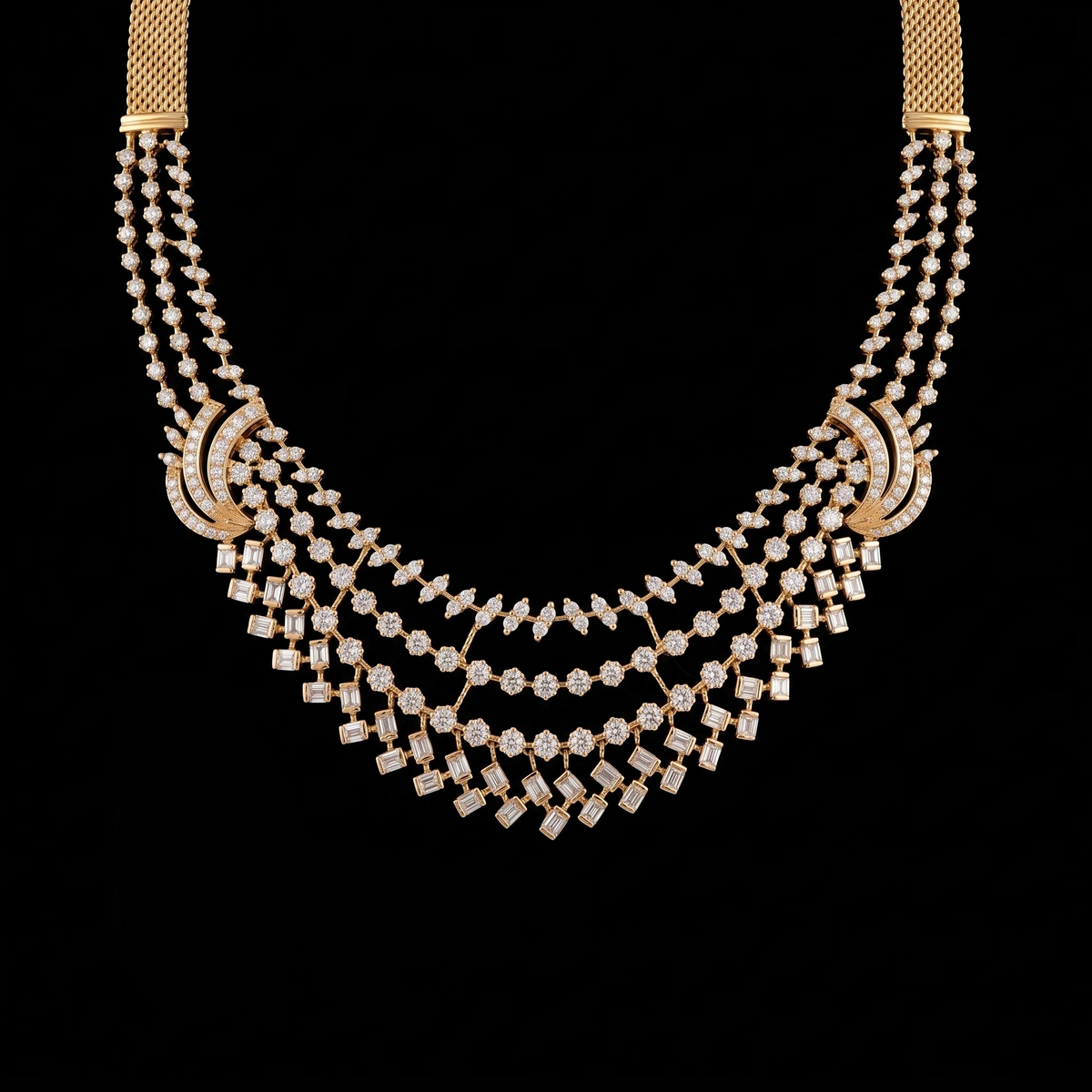 VNCK32615 lab grown diamond necklace on black background