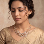 VNCK32934 lab grown diamond necklace worn by model