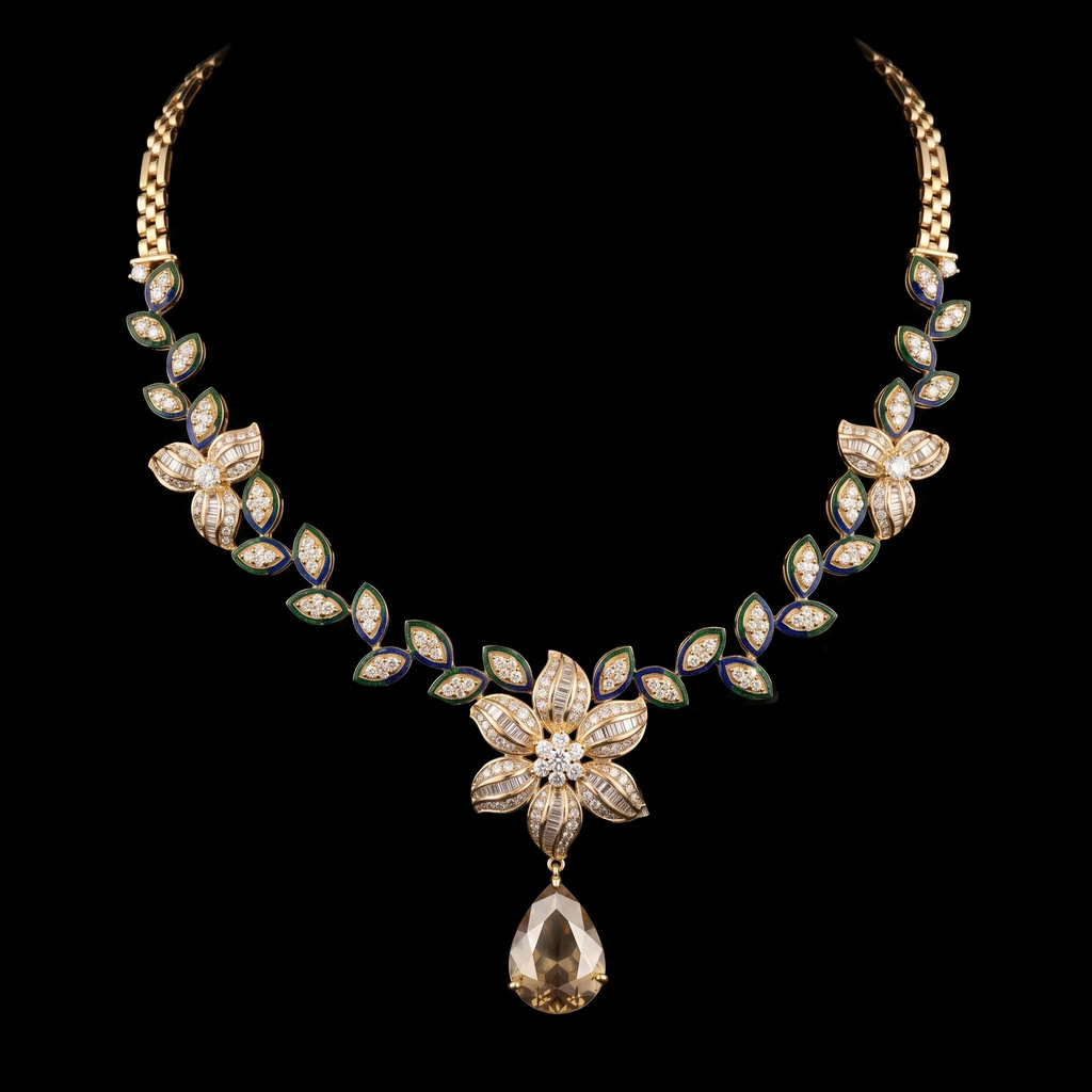 VNCK33169 lab grown diamond necklace on black background