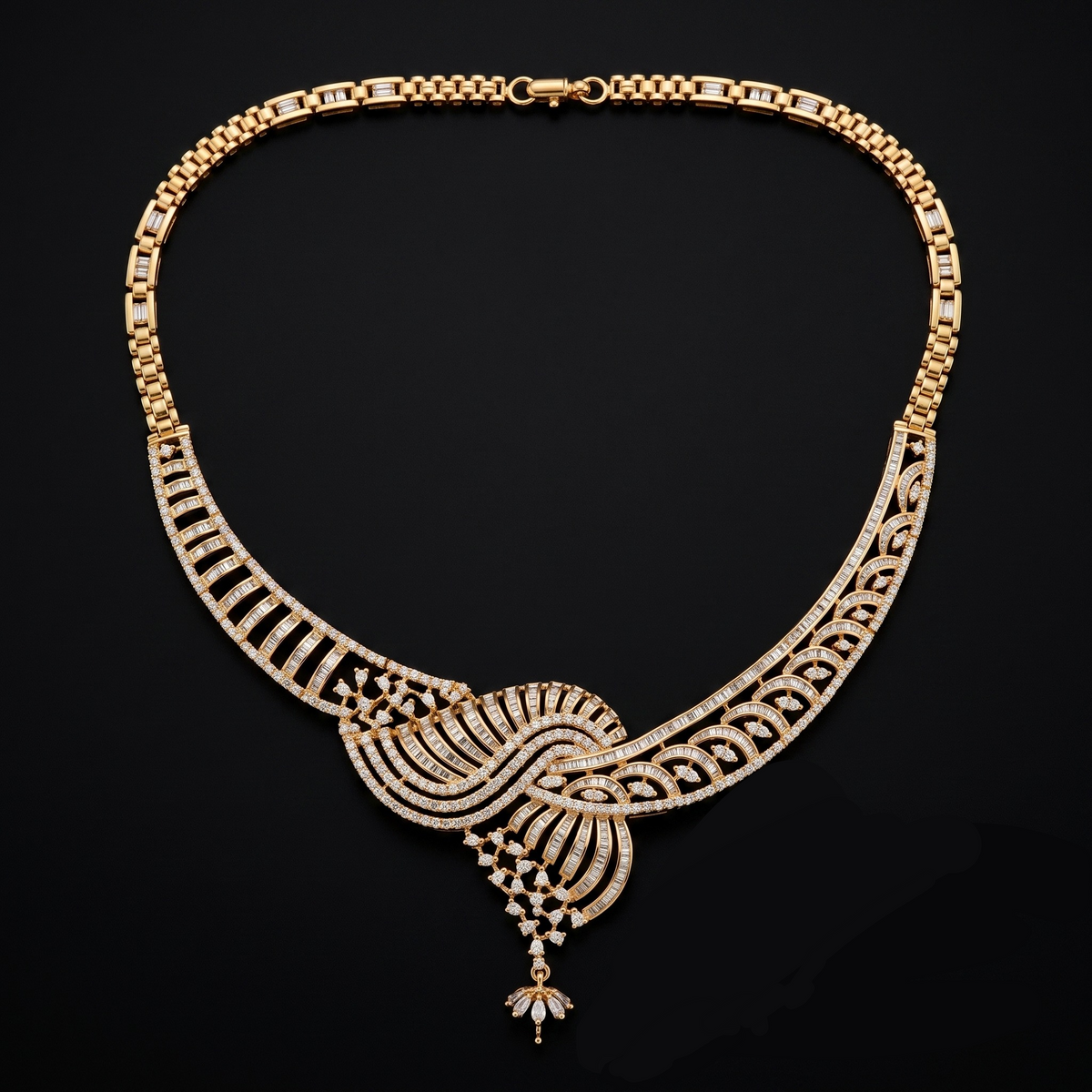 VNCK34038 lab grown diamond necklace on black background