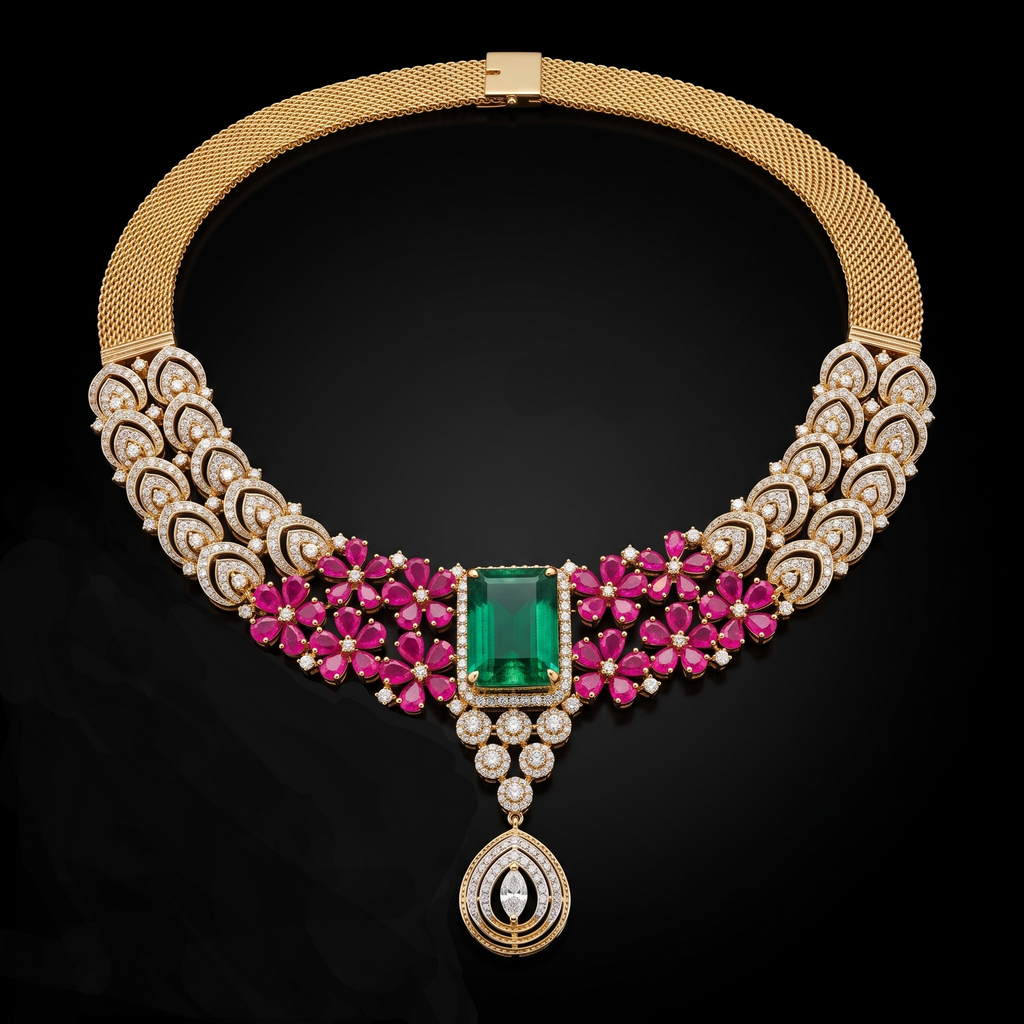 VNCK34772 lab grown diamond necklace on black background
